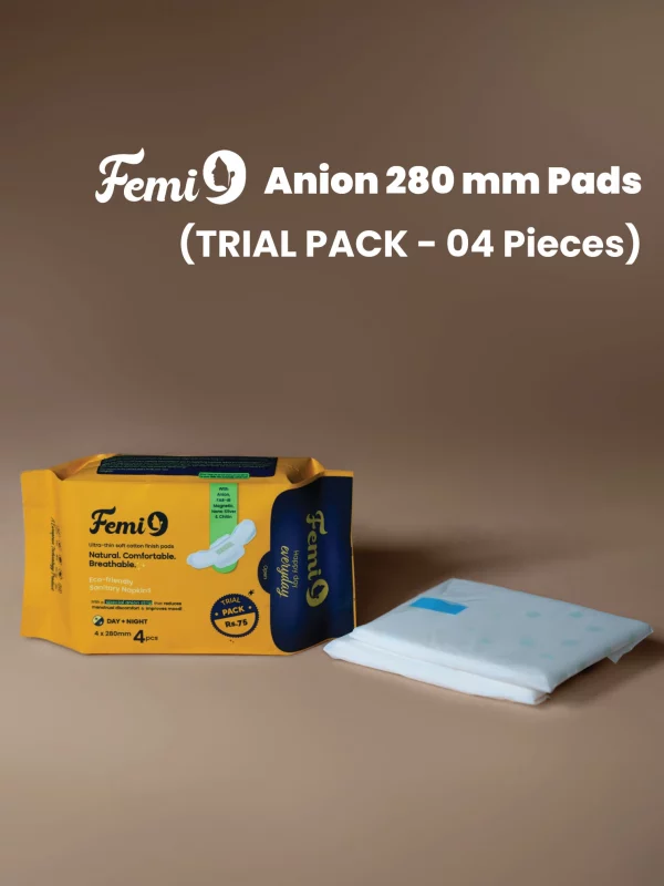 Femi9 Anion Sanitary Napkins|280mm|Large 04 Pads|Trial Pack